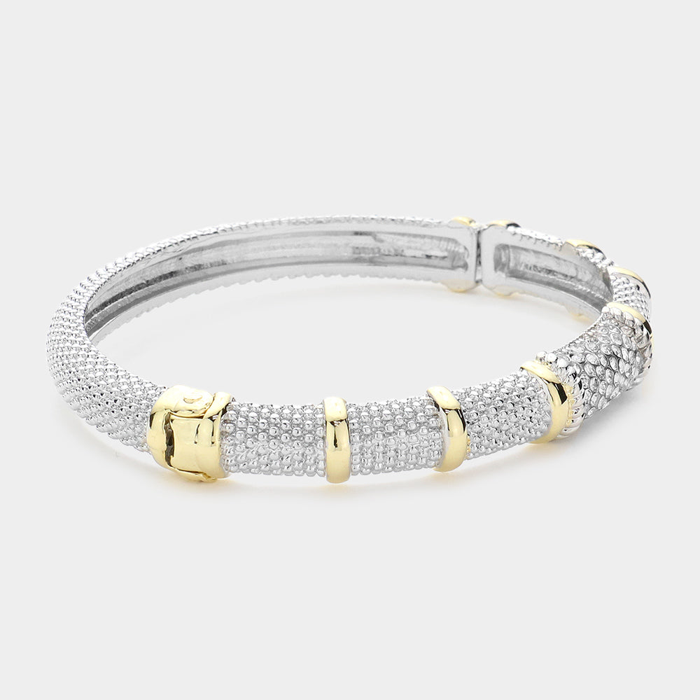 Paved Two Tone Bar Bangle