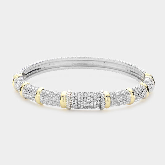 Paved Two Tone Bar Bangle