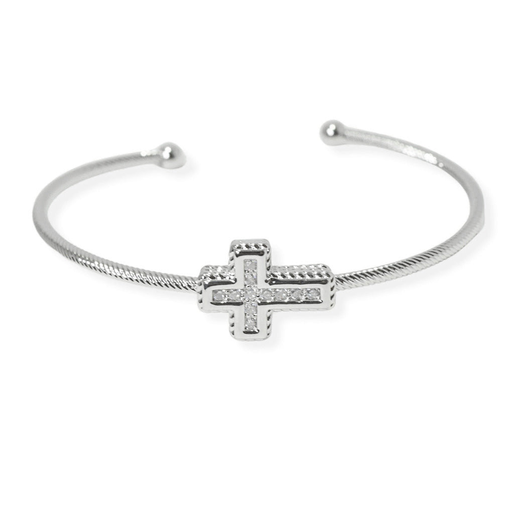 Cross Pave Cubic Zirconia Cuff