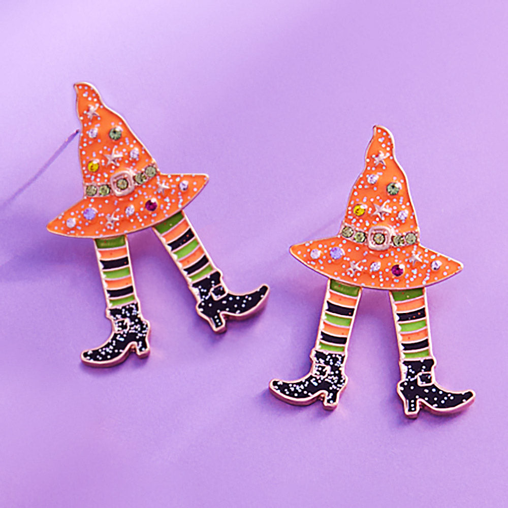 Witch Hat With Legs Earrings