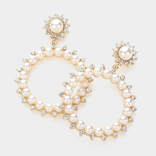 Pearl Embellished Circle  Earrings