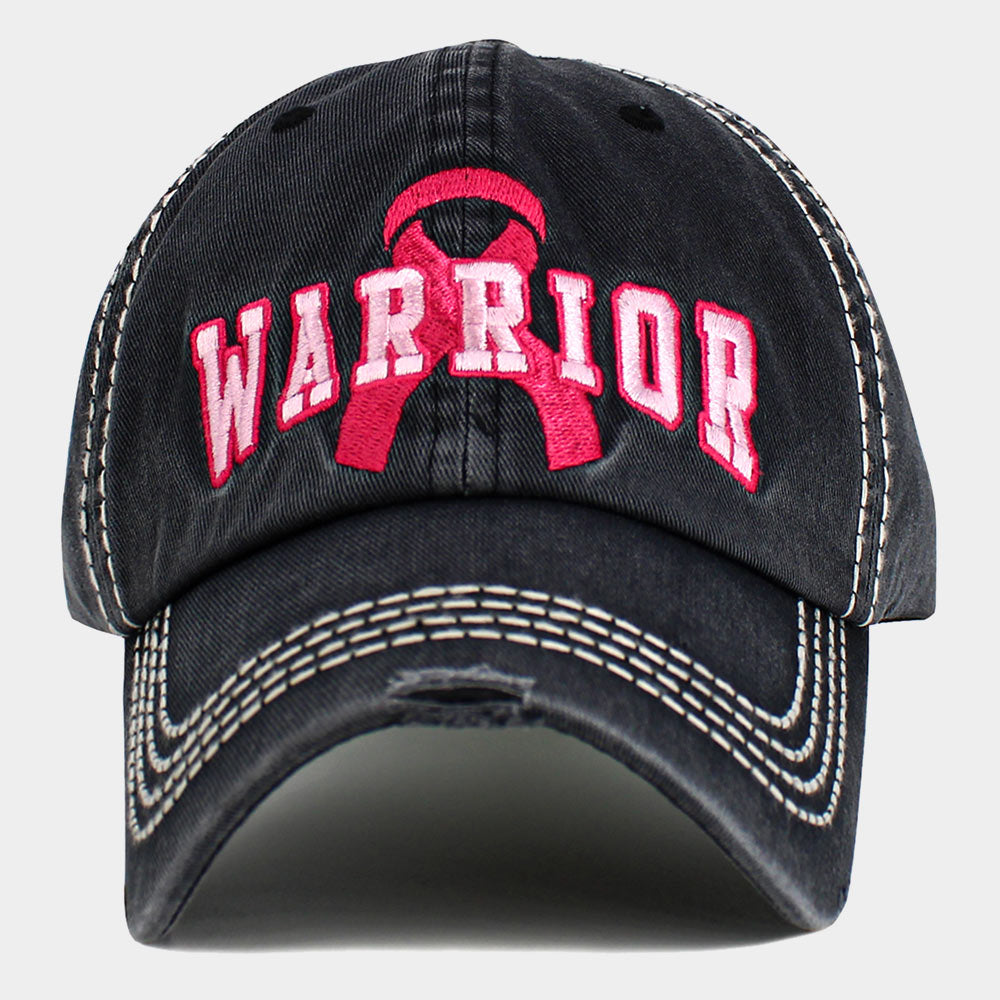 Pink Ribbon WARRIOR Vintage Baseball Cap