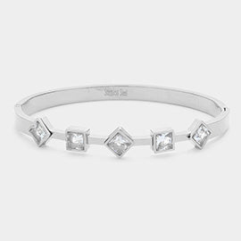 Diamond Cluster Stainless Steel Bangle