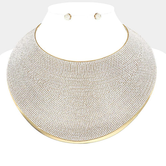 Pave Rhinestone Wide Necklace