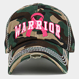 Pink Ribbon WARRIOR Vintage Baseball Cap