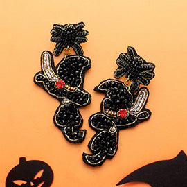 Multi Beaded Witch Hat Broom Earrings