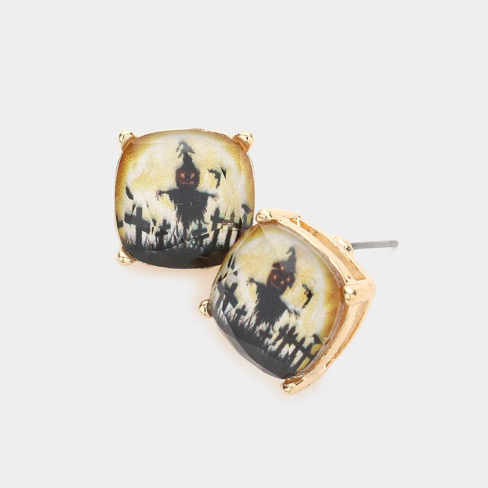 Scarecrow Square Stud Earrings