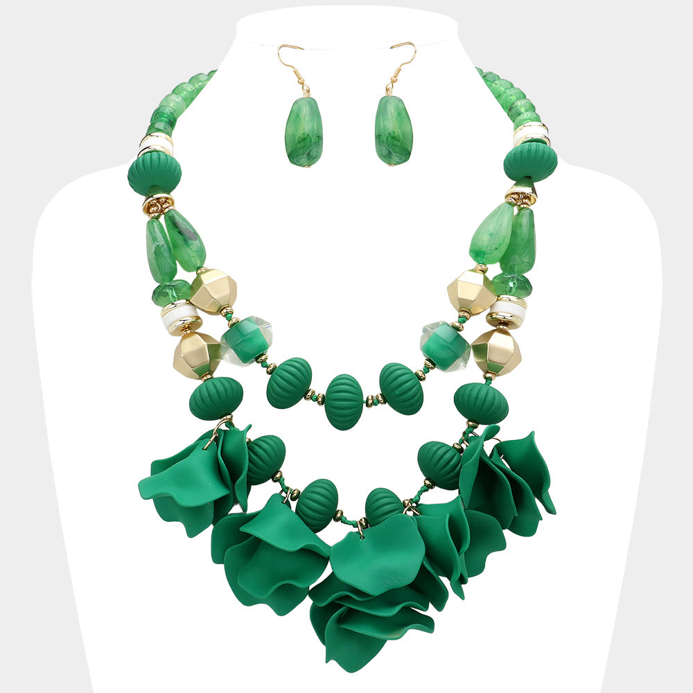 Matte Flower Petal Necklace Set