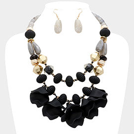 Matte Flower Petal Necklace Set