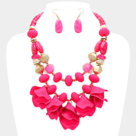 Matte Flower Petal Necklace Set