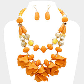 Matte Flower Petal Necklace Set