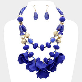 Matte Flower Petal Necklace Set