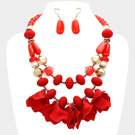 Matte Flower Petal Necklace Set