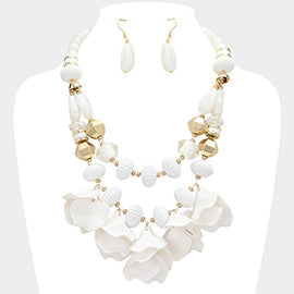 Matte Flower Petal Necklace Set