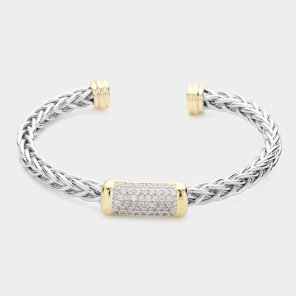 CZ Stone Paved Lock Cuff