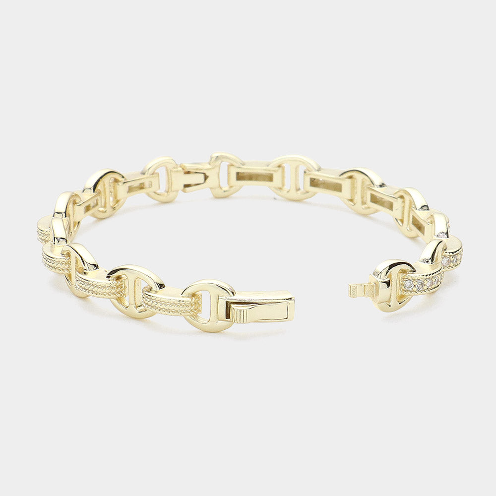 CZ Stone Paved Link Bangle