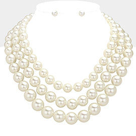 Triple Layered Pearl Necklace Set