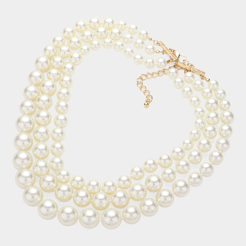 Triple Layered Pearl Necklace Set