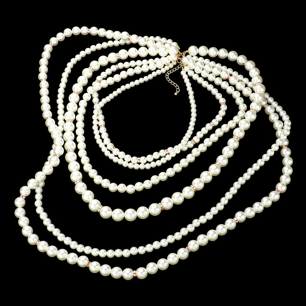 Pearl Multi Layered Long Necklace