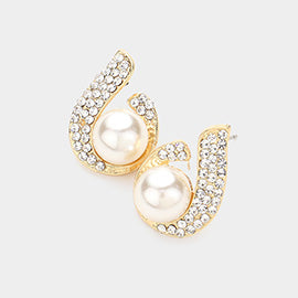 Pearl Stone Paved Teardrop Earrings