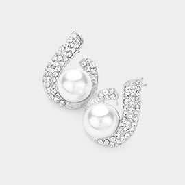 Pearl Stone Paved Teardrop Earrings