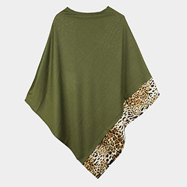 Leopard Trim Poncho