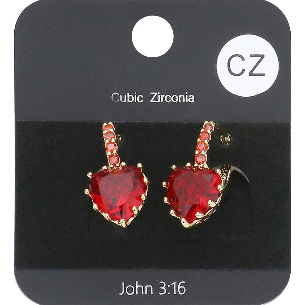 CZ Heart Huggie Earrings