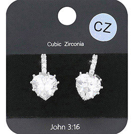 CZ Heart Huggie Earrings