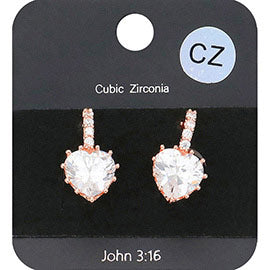 CZ Heart Huggie Earrings