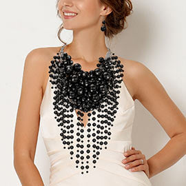 Pearl Cluster Statement Necklace Set