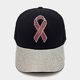 Pink Ribbon Rhinestone Baseball Cap