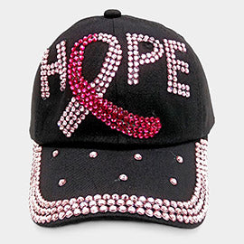 Hope Bling Pink Ribbon Baseball Cap