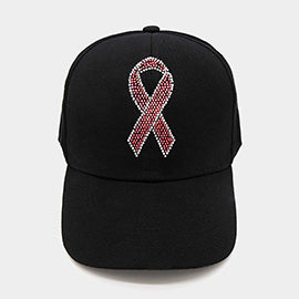 Pink Ribbon Bling Studded Baseball Cap