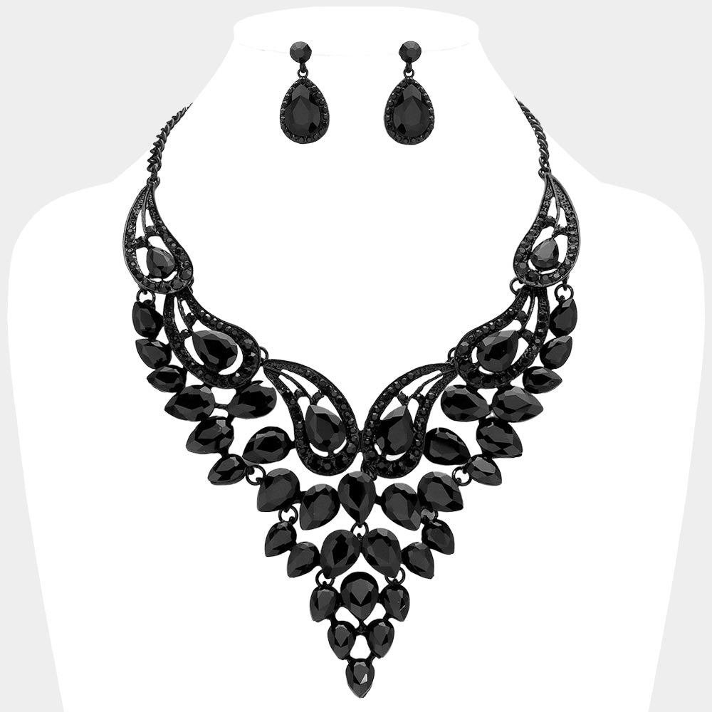 Teardrop Bib Necklace Set