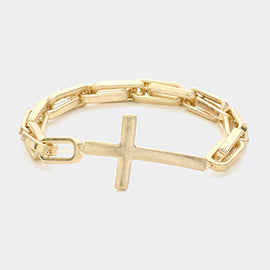 Cross Pointed Hardware Chain Link Stretch Bracelet