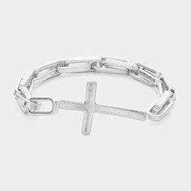 Cross Pointed Hardware Chain Link Stretch Bracelet