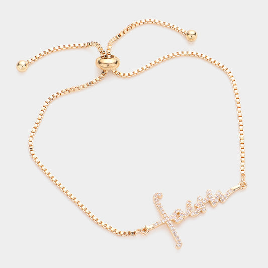 Faith Charm Pull Tie Bracelet