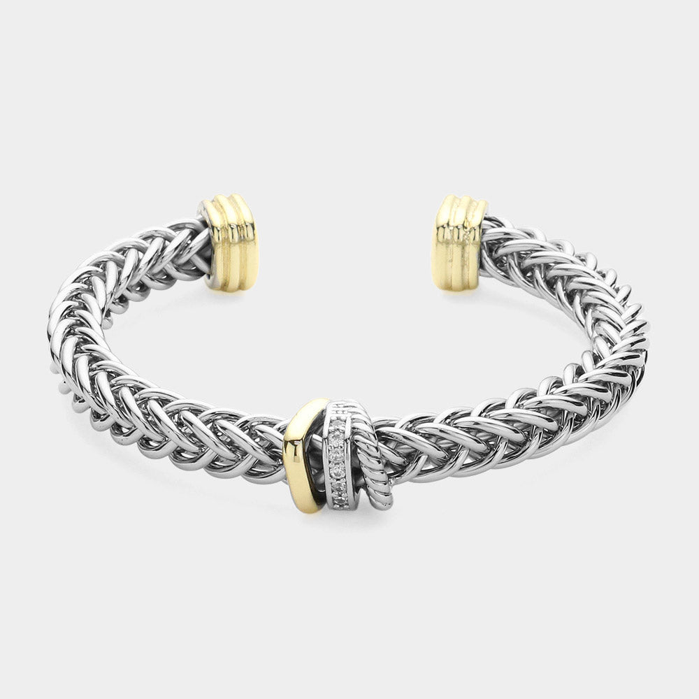 CZ Stone Paved Braided Cuff