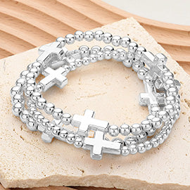 Cross Beaded Stretch Layered Bracelets