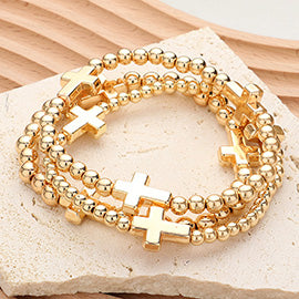 Cross Beaded Stretch Layered Bracelets