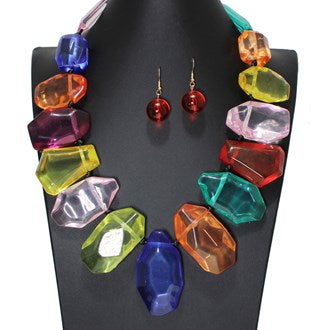 Geometric Acrylic Statement Necklace Set