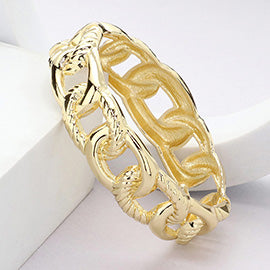 Cuban Chain Hinged Bangle Bracelet