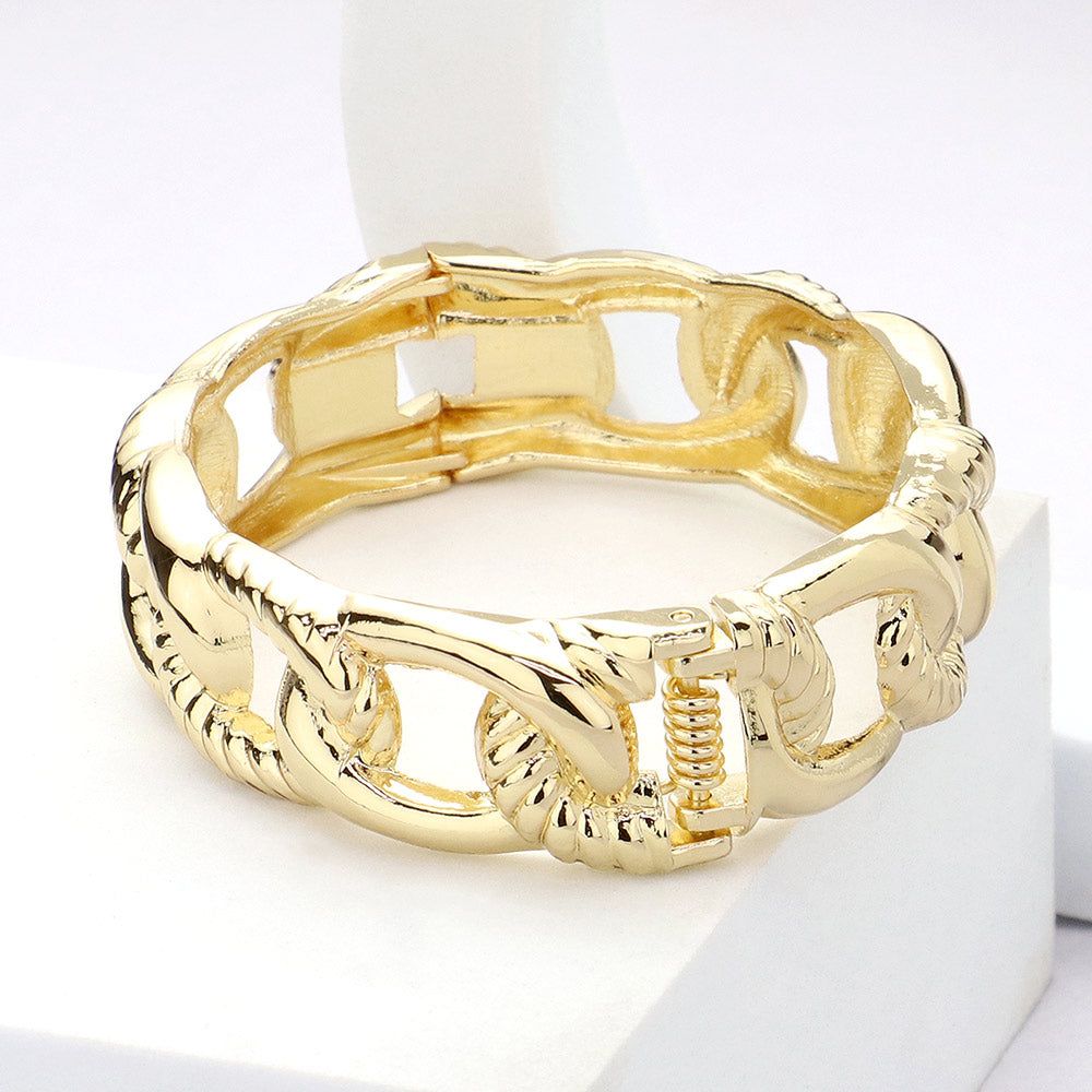 Cuban Chain Hinged Bangle Bracelet