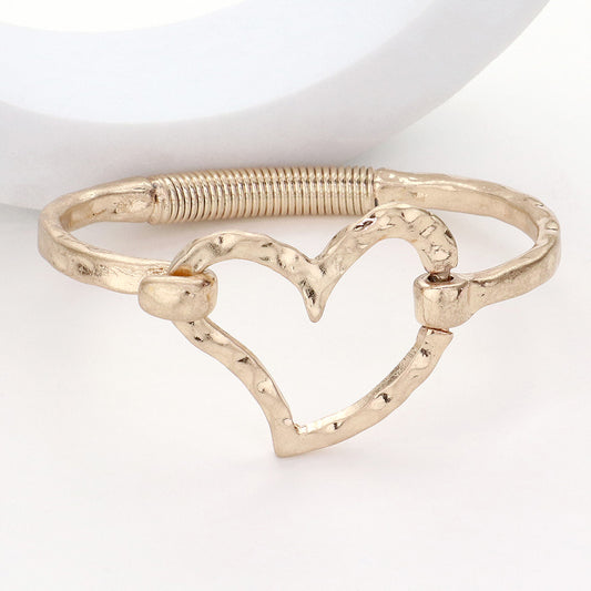 Hammered Heart Hook Bracelet