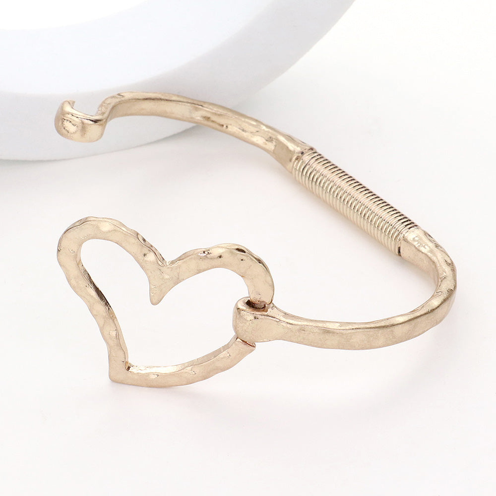 Hammered Heart Hook Bracelet