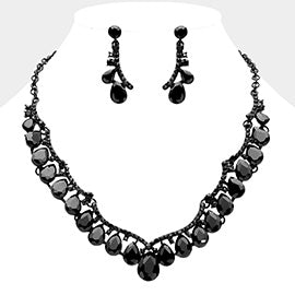 Teardrop Stone Necklace Set