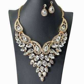 Teardrop Rhinestone Necklace Set