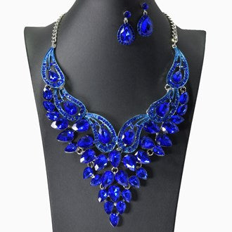 Teardrop Rhinestone Necklace Set