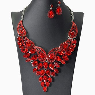 Teardrop Rhinestone Necklace Set