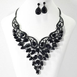 Teardrop Rhinestone Necklace Set